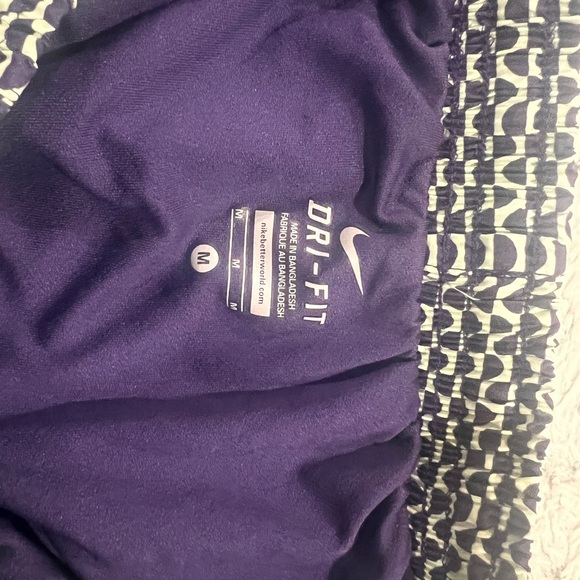 Nike Dri-Fit Women's Athletic Shorts with Dark Purple and Lime Design - Picture 3 of 6